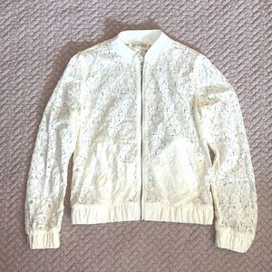 Ivory crochet Lace Zip Up jacket